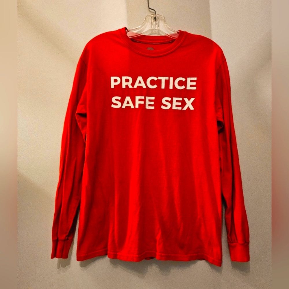 Danny Duncan Practice Safe Sex Red & White Graphic T-shirt | Size Medium